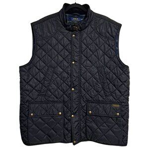 Vintage Polo Ralph Lauren Polo Club Mens Quilted Vest Black 3XLT Gold Hardware P